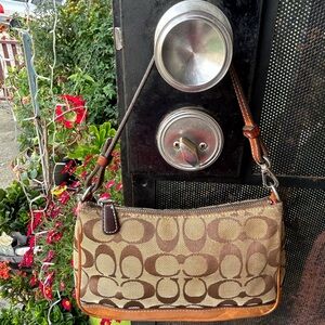 Coach Signature Demi Jacquard Canvas & Leather Trim Pouch Bag - 6094